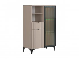 Комод 2 со стеклом Рич (кашемир/фрапучино матовый/черный) в Полойке - polojka.mebel-nsk.ru | фото