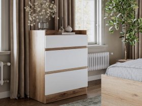 Комод 3 ящика Брауни (дуб делано/белый) в Полойке - polojka.mebel-nsk.ru | фото