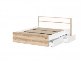 Кровать двуспальная 1,6м Брауни (дуб делано/белый) в Полойке - polojka.mebel-nsk.ru | фото