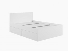 Кровать двуспальная с ящиками 1,4м Мадера-М1400 (белый) в Полойке - polojka.mebel-nsk.ru | фото