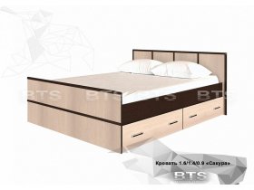 Кровать двуспальная с ящиками 1,4м Сакура (BTS) в Полойке - polojka.mebel-nsk.ru | фото