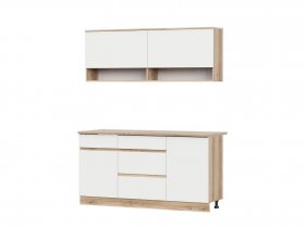 Кухонный гарнитур 1,6м Брауни (дуб делано/белый) в Полойке - polojka.mebel-nsk.ru | фото