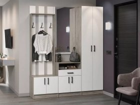 Модульная прихожая Вега (дуб крафт серый/белый) в Полойке - polojka.mebel-nsk.ru | фото