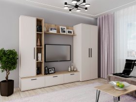 Модульная стенка Верона (сатин/дуб крафт серый) в Полойке - polojka.mebel-nsk.ru | фото