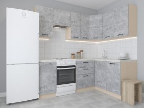 Модульная угловая кухня 1,4м*2,1м Лада (цемент) в Полойке - polojka.mebel-nsk.ru | фото