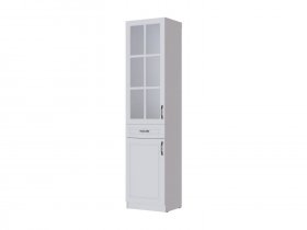 Пенал-витрина Апполия гостиная (белый/белый дуб) в Полойке - polojka.mebel-nsk.ru | фото