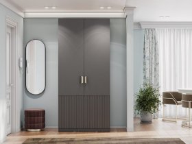 Шкаф двухстворчатый Эккервуд (Нью) (графит) в Полойке - polojka.mebel-nsk.ru | фото