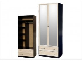 Шкаф двухстворчатый с ящиками с 2-мя зеркалами  (профиль МДФ) в Полойке - polojka.mebel-nsk.ru | фото