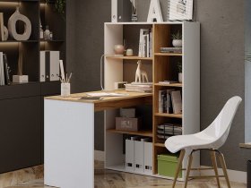 Стол письменный тип 16 (дуб крафт золотой/белый ясень) в Полойке - polojka.mebel-nsk.ru | фото