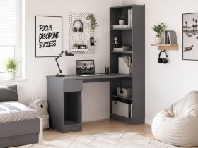 Стол письменный угловой «Лайт» 10.01 (темно-серый) в Полойке - polojka.mebel-nsk.ru | фото
