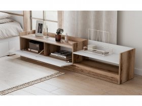 Тумба под ТВ Брауни (дуб делано/белый) в Полойке - polojka.mebel-nsk.ru | фото