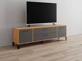 Тумба под ТВ Парус-13 (дуб крафт золотой/графит серый) в Полойке - polojka.mebel-nsk.ru | фото